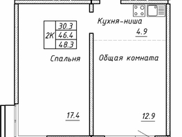 Продается 2-комнатная квартира ЖК Гренландия, Лес дом №5, 48.3 м², 5900000 рублей