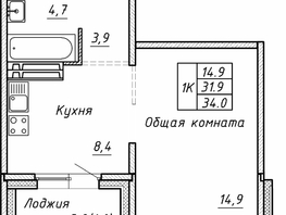 Продается 1-комнатная квартира ЖК Гренландия, Лес дом №5, 34 м², 4670000 рублей