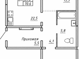 Продается 2-комнатная квартира ЖК Гренландия, Лес дом №5, 70.6 м², 7350000 рублей