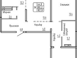 Продается 3-комнатная квартира ЖК Самоцветы, Бирюза дом 2, 82  м², 6990000 рублей
