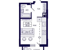 Продается Студия ЖК Gorizont (Горизонт), 31 м², 4700000 рублей