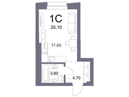 Продается Студия ЖК Lemont (Лемонт), башня Marée, 26.1 м², 6387300 рублей