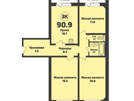 Продается 3-комнатная квартира ЖК Приозерный, дом 713 серия Life, 90.9 м², 8300000 рублей