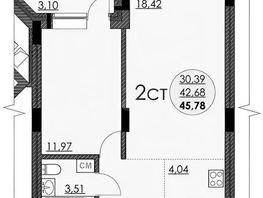 Снять однокомнатную квартиру Бориса Богаткова ул, 45 м², 45000 рублей