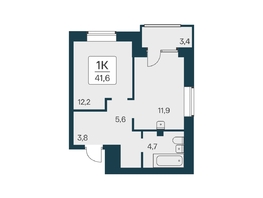 Продается 1-комнатная квартира ЖК Расцветай на Красном, дом 3,4, 41.6 м², 9300000 рублей