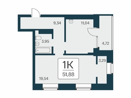 Продается 1-комнатная квартира ЖК Сакура парк, дом 2, 52.2 м², 9650000 рублей