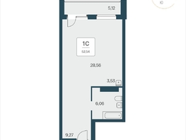 Продается Студия АК Тайм Парк, 52.54 м², 7600000 рублей