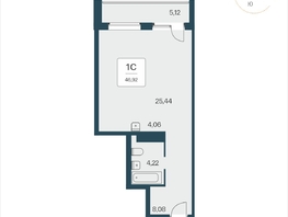 Продается Студия АК Тайм Парк, 46.92 м², 6900000 рублей