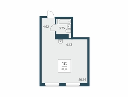 Продается Студия АК Тайм Парк, 39.54 м², 7350000 рублей