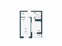 Продается 1-комнатная квартира ЖК Расцветай на Бугринской роще, 37.06 м², 6100000 рублей