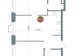 Продается 3-комнатная квартира ЖК 19/56 Кварталы Телецентра, сек 3, 60.51 м², 9910000 рублей