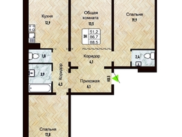 Продается 3-комнатная квартира ЖК Новый горизонт, дом 4, 88.5 м², 8150000 рублей