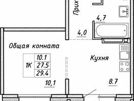 Продается 1-комнатная квартира ЖК Квартет, дом Дуэт, 29.4 м², 4650000 рублей
