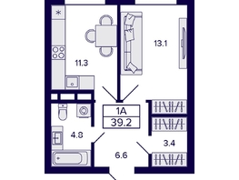 Продается 1-комнатная квартира ЖК Citatum (Цитатум), 39.2 м², 7200000 рублей