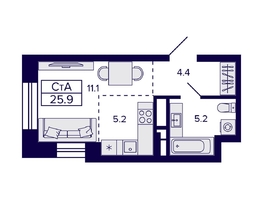 Продается Студия ЖК Citatum (Цитатум), 25.9 м², 6200000 рублей