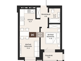 Продается 2-комнатная квартира ЖК Паскаль, секция 1, 43.2 м², 7776000 рублей