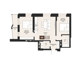 Продается 2-комнатная квартира ЖК Паскаль, секция 1, 70.6 м², 12849200 рублей
