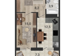 Продается 1-комнатная квартира ЖК Тетрис, корпус 2, 41.4 м², 7516000 рублей