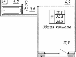 Продается 1-комнатная квартира ЖК Гренландия, Лес дом №5, 26.5 м², 4050000 рублей