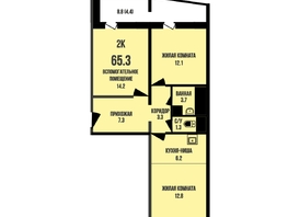Продается 2-комнатная квартира ЖК Династия, дом 909, 65.3 м², 6260000 рублей