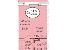 Продается Студия ЖК Пролетарский, 28.86 м², 4559880 рублей