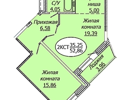 Продается 2-комнатная квартира ЖК Комета - Октябрьский, б/с 1, 52.86 м², 6713220 рублей