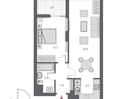Продается 2-комнатная квартира ЖК Дом Нобель, 50.65  м², 13100000 рублей