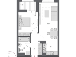 Продается 2-комнатная квартира ЖК Дом Нобель, 47.9  м², 12300000 рублей