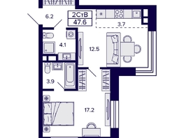 Продается 2-комнатная квартира ЖК Citatum (Цитатум), 47.6 м², 7300000 рублей