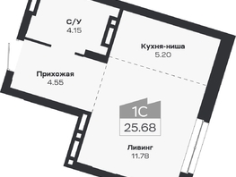 Продается 1-комнатная квартира ЖК Базилик, дом 2, 25.68  м&sup2;, 5124000 рублей