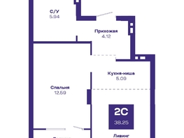 Продается 2-комнатная квартира ЖК Базилик, дом 2, 39.48  м², 5680000 рублей