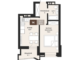 Продается 1-комнатная квартира ЖК Паскаль, секция 1, 37.2  м², 6547200 рублей
