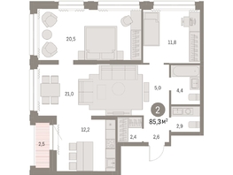 Продается 2-комнатная квартира ЖК Мылзавод, дом 8, 85.04 м², 15940000 рублей