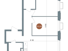 Продается 3-комнатная квартира ЖК 19/56 Кварталы Телецентра, сек 3, 59.04 м², 9990000 рублей