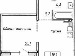 Продается 1-комнатная квартира ЖК Гренландия, Лес дом №5, 33.9 м², 5890000 рублей