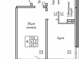 Продается 1-комнатная квартира ЖК Самоцветы, Бирюза дом 2, 45.1  м², 4990000 рублей
