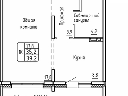 Продается 1-комнатная квартира ЖК Самоцветы, Бирюза дом 2, 39.2  м², 4200000 рублей