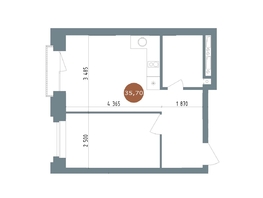 Продается 2-комнатная квартира ЖК 19/56 Кварталы Телецентра, сек 4, 35.7 м², 7130000 рублей