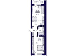 Продается 2-комнатная квартира ЖК Grando (Грандо), 56 м², 9700000 рублей