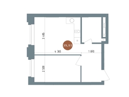 Продается 2-комнатная квартира ЖК 19/56 Кварталы Телецентра, сек 4, 35.93  м², 6500000 рублей