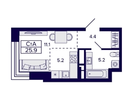 Продается Студия ЖК Citatum (Цитатум), 25.9  м², 6450000 рублей