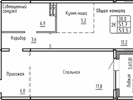 Продается 2-комнатная квартира ЖК Самоцветы, Бирюза дом 2, 53.5  м², 6153228 рублей
