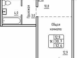 Продается 1-комнатная квартира ЖК Самоцветы, Бирюза дом 1, 32.6  м², 4699000 рублей