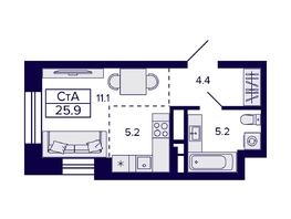 Продается Студия ЖК Цитатум, 24.8  м&sup2;, 5990000 рублей