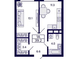 Продается 1-комнатная квартира ЖК Citatum (Цитатум), 39.2  м², 6800000 рублей