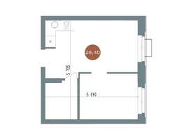 Продается 2-комнатная квартира ЖК 19/56 Кварталы Телецентра, сек 3, 29.4  м², 6090000 рублей
