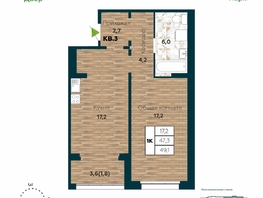 Продается 1-комнатная квартира ЖК Галактика, дом 5 Плутон, 49.1  м², 7650000 рублей