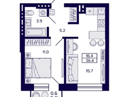 Продается 1-комнатная квартира ЖК Сподвижники, 36.4  м², 5150000 рублей