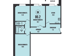 Продается 3-комнатная квартира ЖК Династия, дом 904, 86.2 м², 8960000 рублей
