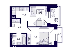 Продается 1-комнатная квартира ЖК Сподвижники, 37.6 м², 6200000 рублей